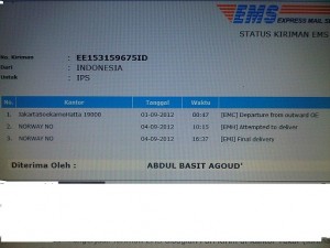 proof delivery to the norway