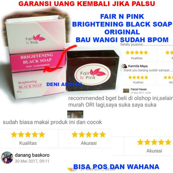 Sabun Fair n Pink Whitening Black Soap Sabun Hitam Sabun Pemutih
