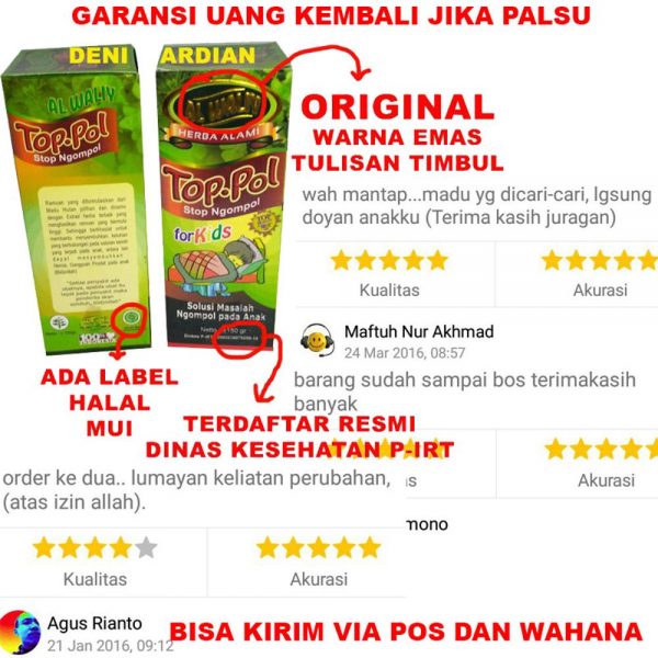 TOP-POL AL WALIY MADU HERBAL OBAT NGOMPOL/MADU TOP-POL/ANTI NGOMPOL