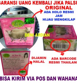 Sabun Pemutih Wajah Penghilang Kerutan Penghalus Wajah Dan Penghilang Jerawat Sheep Milk Jam Thailand