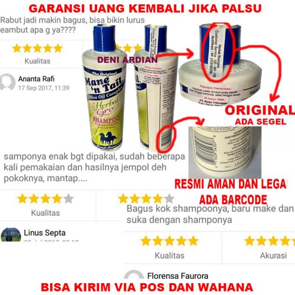 Shampoo Mane N Tail Sampoo Kuda Herbal Gro Sampo Untuk Rambut Rontok Menebalkan Rambut Original